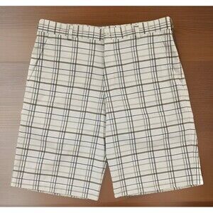Men’s NIKE Golf Shorts Fit Dry White Grey Plaid Comfort Stretch Medium 32x11